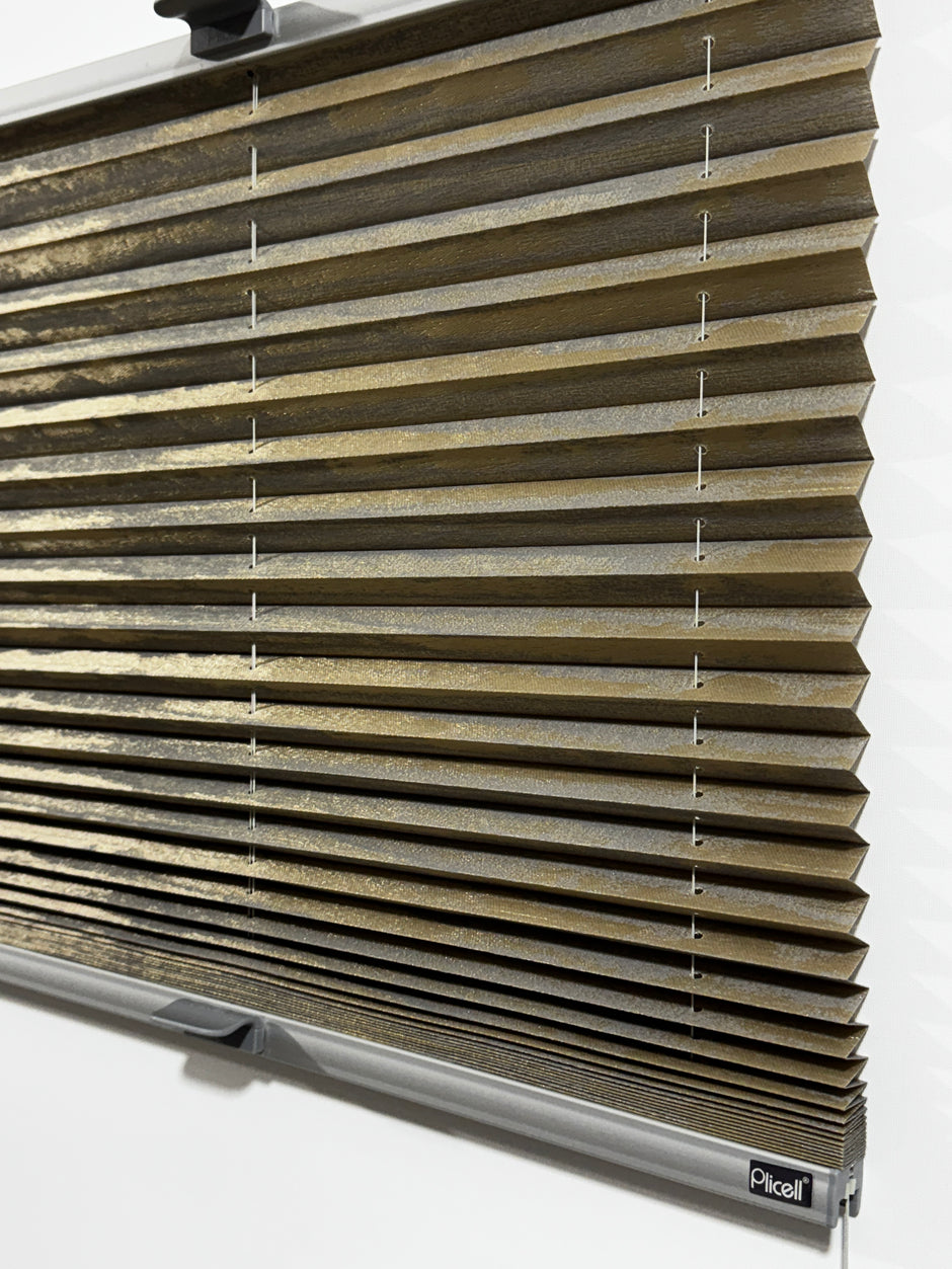 Plicell Mahogany 04 - 20 mm Ahşap Desenli Güneşlik Plise Perde